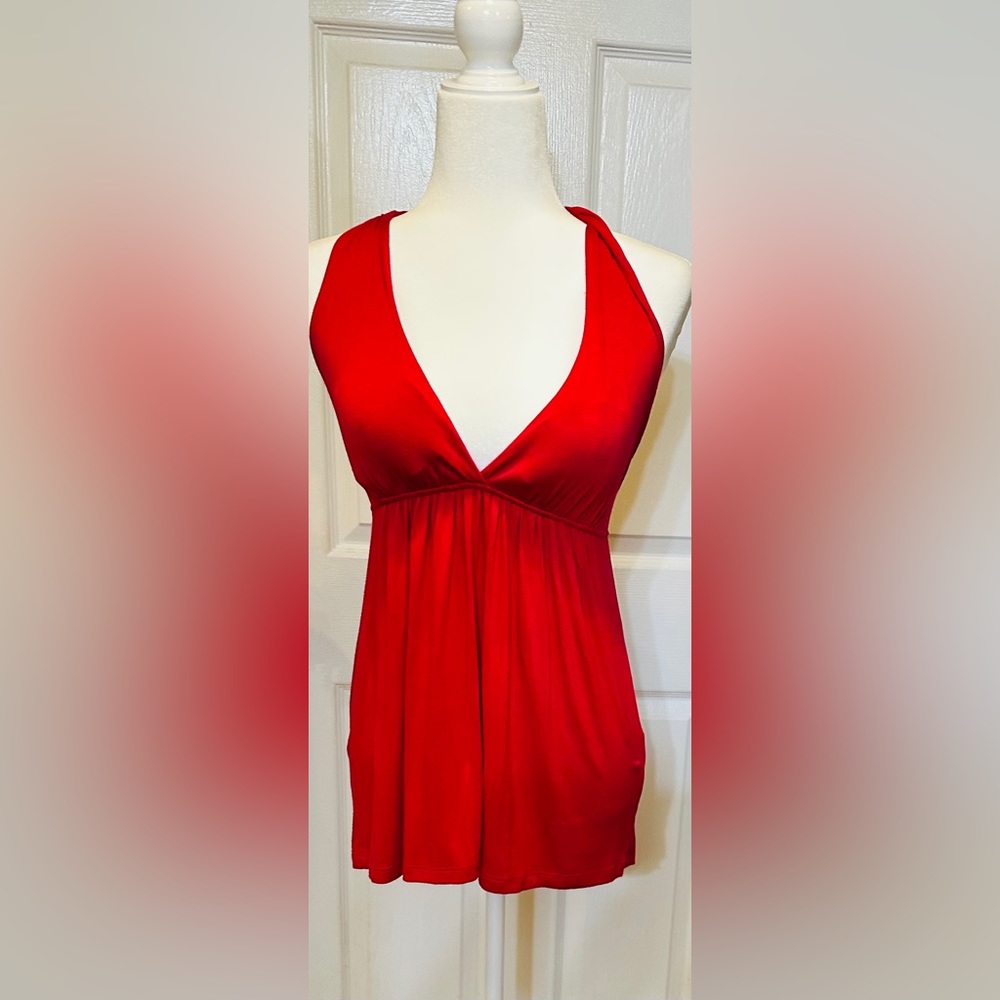 Lush Top halter red padded bra racer back v-neck size  small